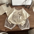 thumbnail image 2 of Ulanda 100% Organic Cotton Baby Short Sleeve Pajama Sets, Toddler Boy Girl 2-Piece Sleepwear (Beige, 18-24 Months), 2 of 4