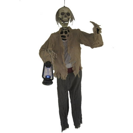 Life-Size Skeleton with Light-Up Lantern Halloween Prop