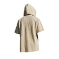 thumbnail image 6 of ZQUUVOU Men's Hooded Shirt Henley Solid Color Cotton Linen Short Sleeve Button Pocket Shirts (Khaki,S), 6 of 9