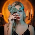 thumbnail image 5 of Green Lace Masquerade Mask for Women 11 X 7 Inch Gradient Venetian Masquerade Mask for Halloween Party Prom Mardi Gras Event Accessory 1 Pack, 5 of 5