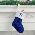 thumbnail image 2 of Christmas Stockings Blue with White Cuff Embroidered Xmas Stockings Classic Personalized Stocking Decorations for Family Holiday Season Decor, 2 of 3