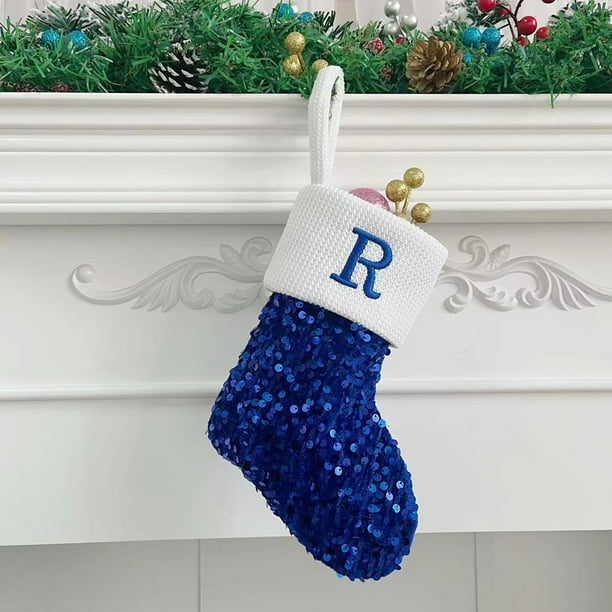 Calcetines con letras navideñas, calcetines sólidos de lana con colgante, adornos navideños, bolsas de regalo, calcetines para mujer.