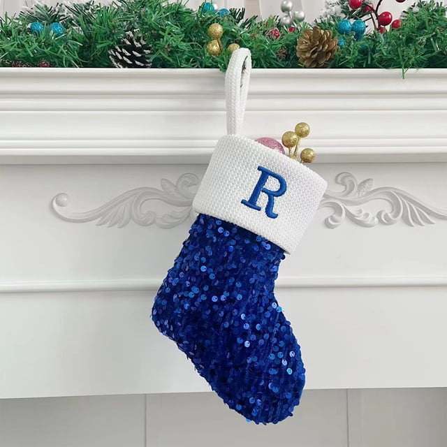 Calcetines con letras navideñas, calcetines sólidos de lana con colgante, adornos navideños, bolsas de regalo, calcetines para mujer.