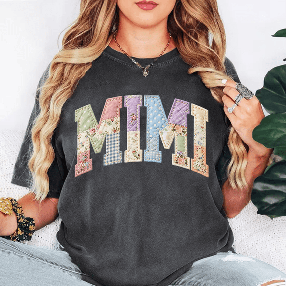 Mimi Faux Distressed Fabric Graphic T-Shirt