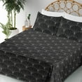 thumbnail image 3 of Ambesonne Neutral Fitted & Flat Sheet with Shams 4 Pcs Set, Abstract Floral Geometric, Queen, Charcoal Grey White, 3 of 5