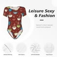 thumbnail image 6 of Daiia Coffee Cups print Women's Crew Neck Short Sleeve Bodysuit Fashion Tops Fit Casual Basic Extender Bodysuit-X-Large, 6 of 9