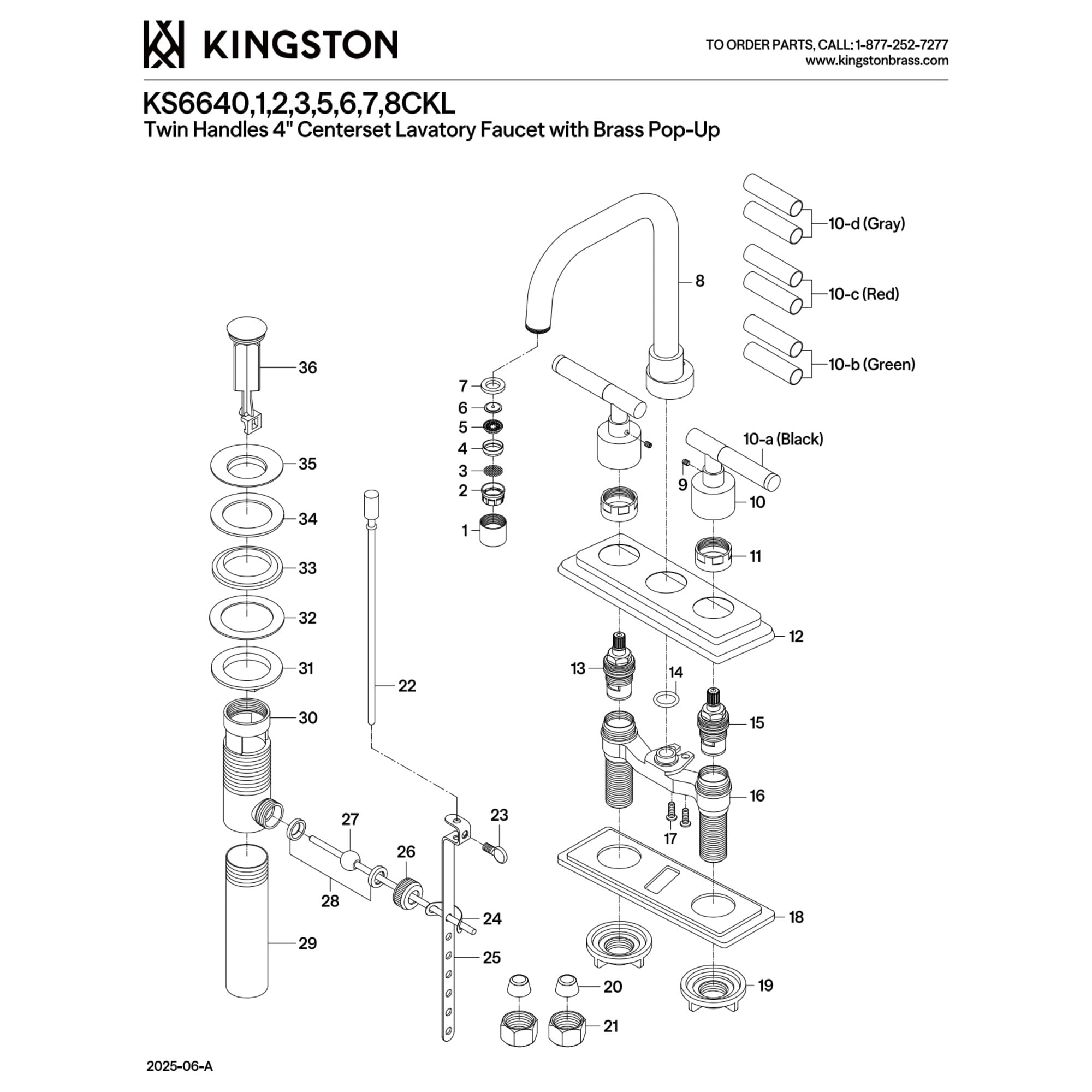 Kingston Brass KS6642CKL Double-Handle 3-Hole Deck Mount 4-Inch Centerset Bathroom Faucet with Brass Pop-Up in Polished Brass