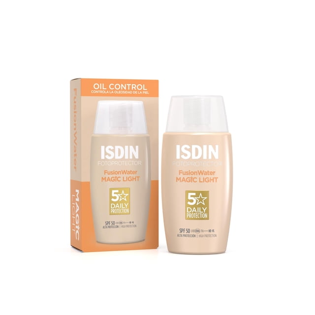 ISDIN Fotoprotector Fusion Water Color Light SPF 50, Protector Solar Facial Uso Diario, Textura Ultraligera, 50ml