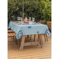 thumbnail image 3 of Outdoor Tablecloth with Umbrella Hole for Patio/Picnic/Party/Camping, Blue Floral Waterproof Table Cloth Rectangle Table Cover Washable, Farmhouse Abstract Country Flowers Art (60"x 84"), 3 of 8