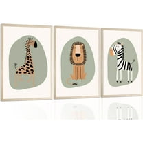 Safari Animals Wall Art Nursery Animals Canvas Prints Boho Jungle Giraffe Picture Lion Painting Zebra Poster Boy Girl's Kids Room Wall Decor 12x16 inch Unframed