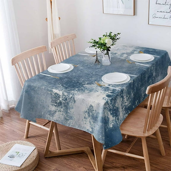 Blue Grey Tablecloth Rectangle Table Cloth 52x70 , Waterproof Tablecloth Outdoor Table Cloth, Oil Painting Modern Abstract Washable Table Cover for Kitchen Dining Party