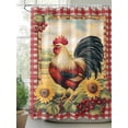 thumbnail image 2 of Red Rooster Flowers Egg Shower Curtain, Vintage Style Farm Rooster Red Plaid Waterproof Shower Curtain Set with 12 Hooks Lightweight Washable Fabric Shower Curtains for Bathroom 72x78 Inches, 2 of 6