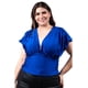 thumbnail image 1 of Blusa de Satín Roman Fashion Cuello V Talla Extra Azul Rey 38, 1 of 6