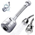 thumbnail image 1 of Boquilla para grifo, extensor para grifo de cocina, ventilador para grifo, extensor para grifo con rociador, extensor para grifo giratorio de 360°, modo espuma y lluvia, 17 cm, 1 of 5