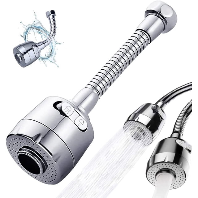 Boquilla para grifo, extensor para grifo de cocina, ventilador para grifo, extensor para grifo con rociador, extensor para grifo giratorio de 360°, modo espuma y lluvia, 17 cm
