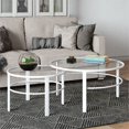 thumbnail image 2 of Henn&Hart 2 Piece Nested Metal & Glass Coffee Table in White, 2 of 8