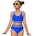 thumbnail image 4 of GXWEA Bathing Suits For Girls 10-12 Girls Bikinis Girls Swimsuit Double Strap High Waist Sporty Bikini Swimsuits Swim 2 Piece Set Blue 13-14 Years, 4 of 9