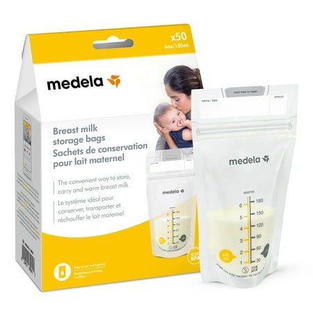 UPC: 0020451680613 | Medela Breast Milk Storage Bags 6oz/180ml Clear with Measurements 68061 Clear 50 Count