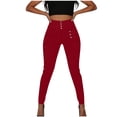 thumbnail image 4 of Leggings for Women Lightweight Casual High Waisted Tummy Control Gym Yoga Pants Summer Trousers Wine L, 4 of 8