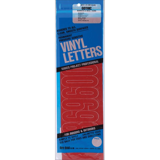 Permanent Adhesive Vinyl Numbers 4" 49/PkgRed
