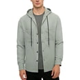 thumbnail image 7 of XuJwPNcy Mens T-Shirts Long Sleeve Button Down Shirts Shacket Drawstring Hooded Tops Breathable Work Clothes with Pockets, 7 of 7
