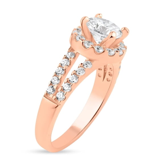 Sterling Silver .925 Rose Gold Plated Clear Cluster Ring White Cubic Zirconia Jewelry Female Size 7