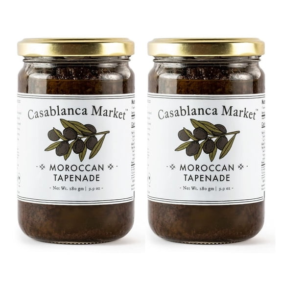 Casablanca Market Black Olive Tapenade Spread – All Natural, Gluten Free, Non-GMO, Vegan, No Preservatives or Added Sugar, 9.9 oz (eBook Included)