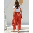 thumbnail image 4 of TARSE Womens Linen Wide Leg Pants Casual Loose Drawstring Summer Beach Travel Vacation Palazzo Harem Pants with Pockets, 4 of 5