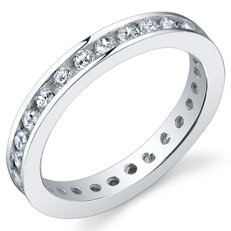 - Sterling Silver Eternity Cubic Zirconia CZ Wedding Band Ring