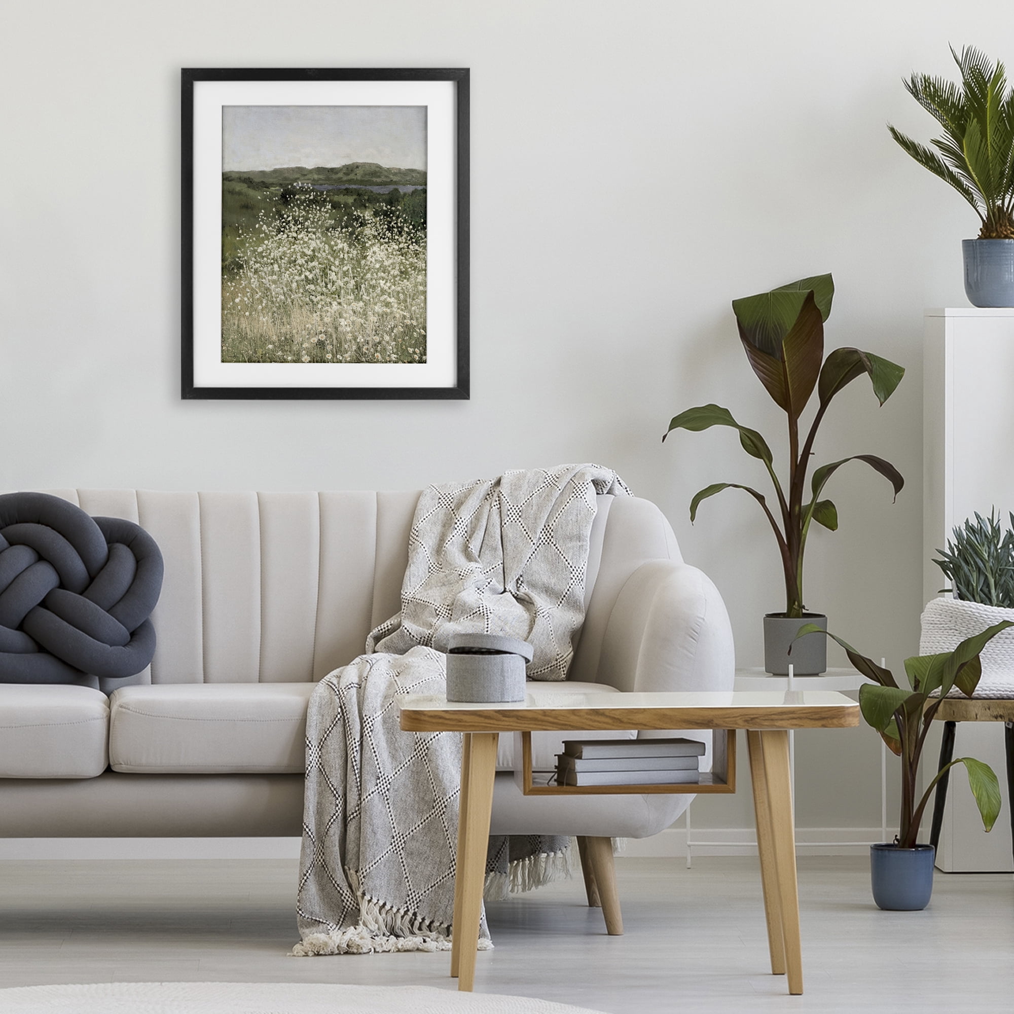 Stupell Industries Sunlit Meadow of White Daisies Black Framed Print Under Glass, design by Amber Sterling