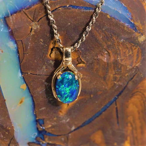 OCEAN MAGESTY 14KT GOLD BLACK OPAL NECKLACE