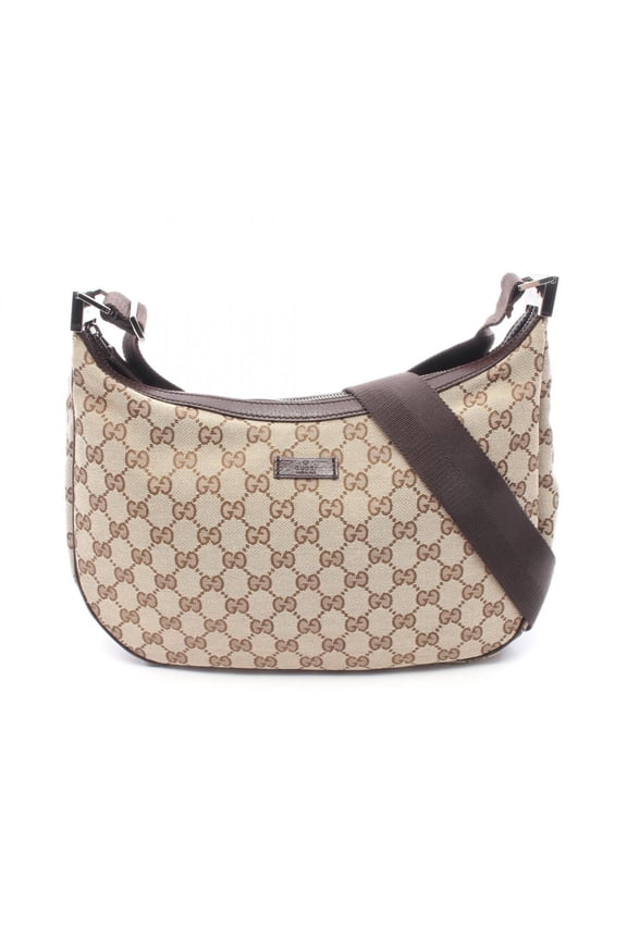Pre-Owned Gucci GG Canvas Shoulder Bag/Handbag, and Leather, Women's, Beige/Brown, Item No....