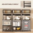 thumbnail image 4 of Black Baker's Rack with Power Outlet & USB Ports - Kitchen Microwave Shelf with Hooks - 60.2" Tall Storage Unit for Living Room, Dining Area, 4 of 7