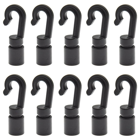 10 Pieces Rope Shock Cord Open End Hooks Black for Straps