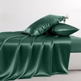thumbnail image 3 of Yalamila Satin Sheet Set Twin Size, Green 3 Pcs, Luxury Silky Soft 3 Pieces Bed Sheet Set with Deep Pocket Fitted Sheet, Flat Sheet and Pillowcase for Hair and Skin, 3 of 10
