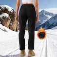 thumbnail image 7 of Women's Color Block Ski Pants, Hiking Pants with Zippered Pockets, Soft Warm Winter Pants for Outdoor Sports, Skiing, Snow and Casual Athleisure Wear Black L, 7 of 7