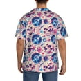 thumbnail image 5 of Cauagu blue record rock Skull Men's Short Sleeve Button Down Hawaiian Shirt for Men Bowling Shirts Casual Summer Beach Shirt,X-Large, 5 of 6