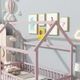thumbnail image 6 of Jopath Twin Size Floor Bed Frame Montessori House Floor Wooden Bed with with Roof Frame,Safety Guardrails for Kids,Boys,Girls Pink, 6 of 10