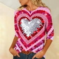 thumbnail image 5 of Craaazy Women's Valentines Day Crew Neck 3/4 Sleeve Cozy Love Shirts Gifts, 5 of 6