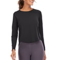 thumbnail image 5 of YouLoveIt Women's Yoga Shirts Long Sleeve Loose T-Shirt Blouse Tops Ladies Loose Tee Quick Dry Yoga Tops Round Neck Yoga Tops Workout Running Shirts, 5 of 7