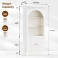 thumbnail image 3 of 71" Arched Kitchen Pantry Cabinet, Tall Storage Cabinet with Half Open Shelves and Drawers, Modern Display Hutch for Dining Room or Living Room, Buffet Sideboard with Gold Handles, White, 3 of 9