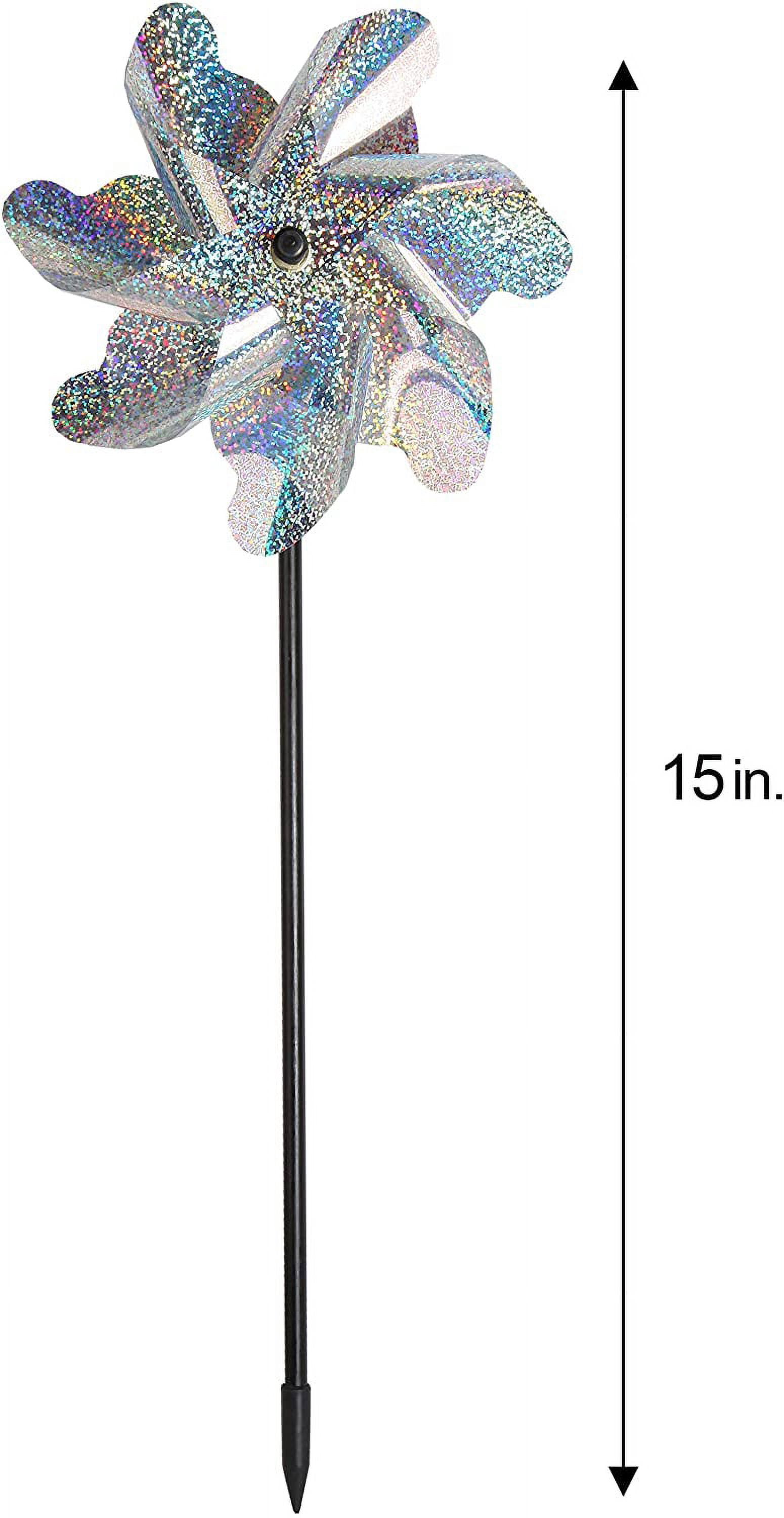 Bird Blinder Pinwheels, Effectively Keep Birds Away - Holographic Pin Wheels for Yard and Garden 20 inch Pinwheel Bird Deterrent, 10 Pack Garden Spinners