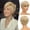 Blonde, variant on Layered Pixie Cut Wigs Synthetic Short Ombre Gray Wavy Grey to Black Glueless Wig for Women with Bangs