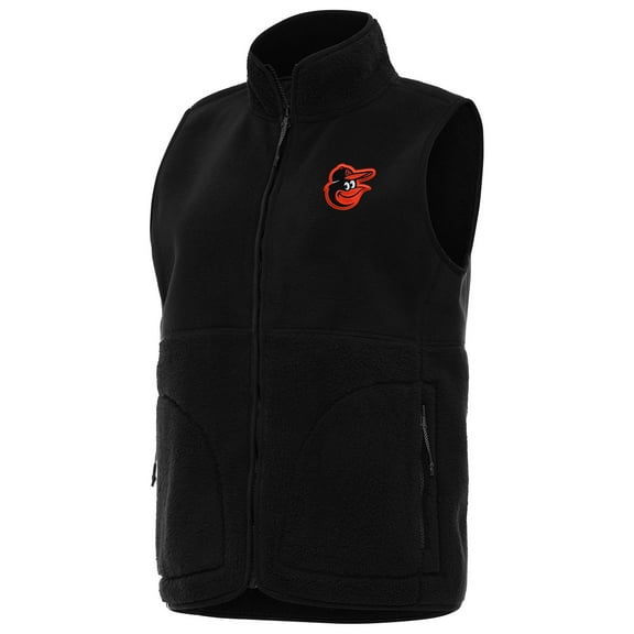 Women's Antigua Black Baltimore Orioles Nostalgic Full-Zip Vest