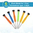 thumbnail image 3 of Juego de 6 destornilladores mini Phillips/ranurados/Torx/Estrella de cinco/Y tipo con cabeza magnética para herramientas de reparación de pequeños electrodomésticos, 3 of 7