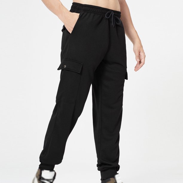 Pantalones de licra para hombre, de color liso, ajustados, con bolsillos en las piernas y cintura elástica.