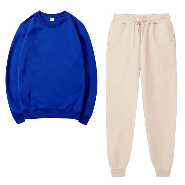 Besolor Ensemble 2 Pcs pour Femmes Survêtements Décontractés Chandail Col Rond Chandail en Molleton et Pantalons de Jogging Ensembles d'Entraînement Survêtements