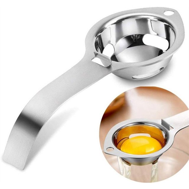 Separador de huevos de acero inoxidable 304, colador de huevos con mango largo brillar Electrónica