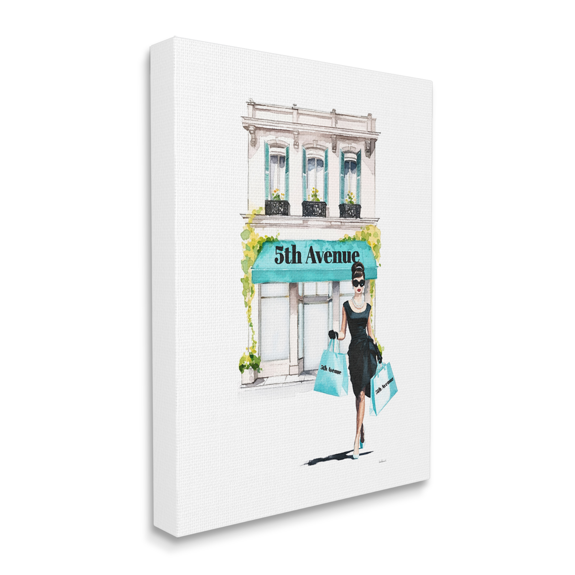 Stupell Industries Fashionista with Shopping Bags Beauty & Fashion Painting Gallery Wrapped Canvas Art Print Wall Art, 16 x 20