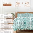 thumbnail image 6 of 3 Piece Teal Boho Duvet Cover Set Queen Size,Microfiber Comforter/Quilt Cover with Corner Ties and 2 Pillowcases,Ethnic Tribal Floral Abstract Art Aesthetics All Season Bedding with Zipper Closure, 6 of 8